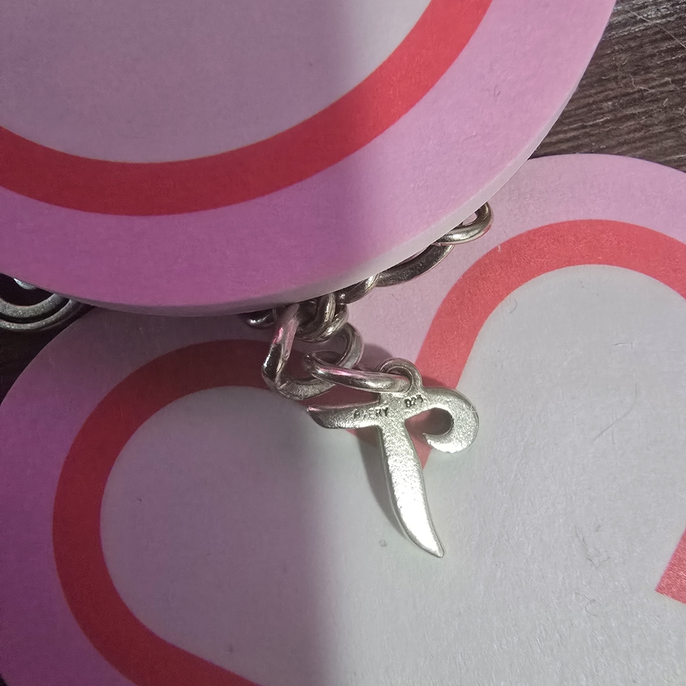 Silver Initial 'T' Charm Bracelet - image 2